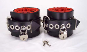 Axovus thigh, wrist and ankle cuffs are beautifully made, high-end bondage restraints, available in a wide range of materials and trim styles.